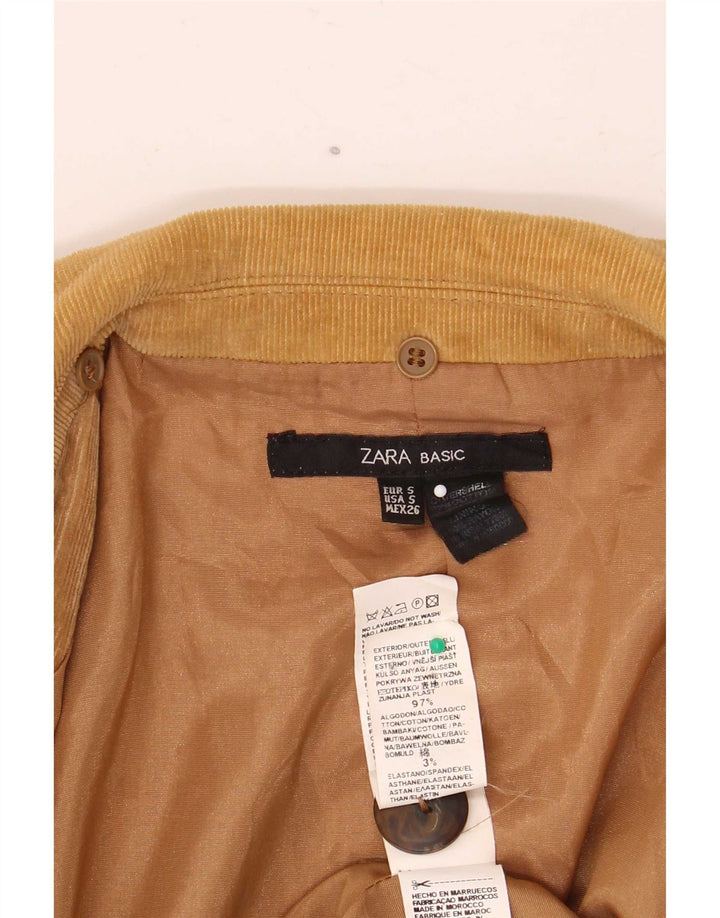 Blazer pentru femei Zara, cu 2 nasturi, din velur, UK 10, bumbac, bej mic