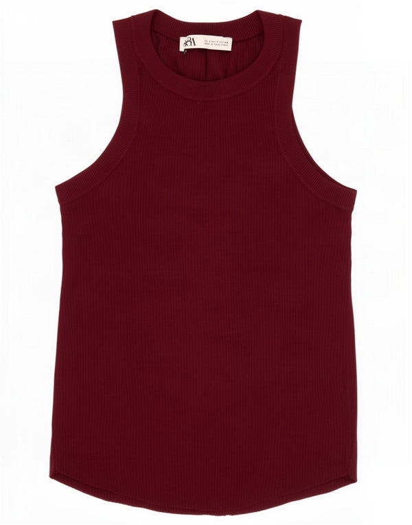 Zara Womens Vest Top UK 8 Small Burgundy Viscose