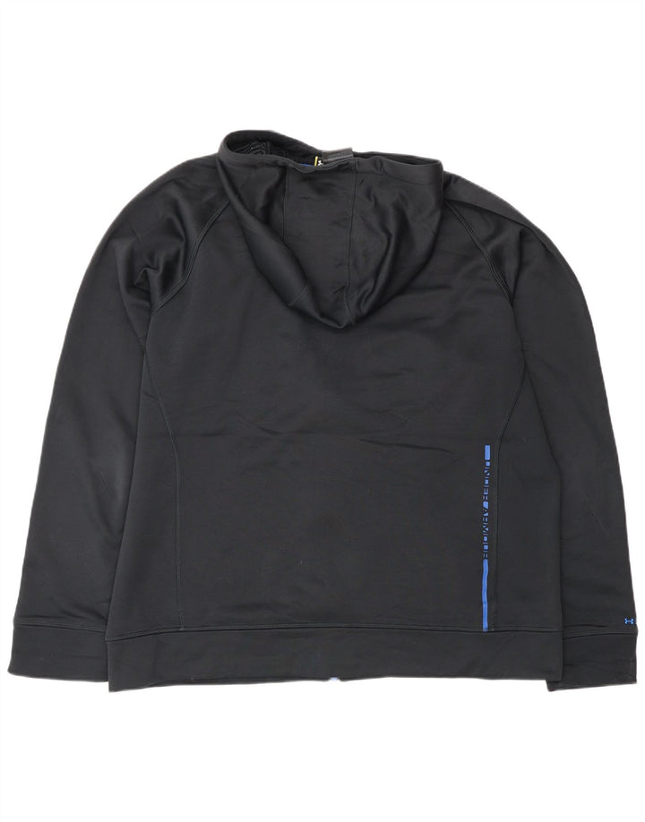 UNDER ARMOUR Pulover cu capota cu fermoar grafic pentru bărbați, mare, negru