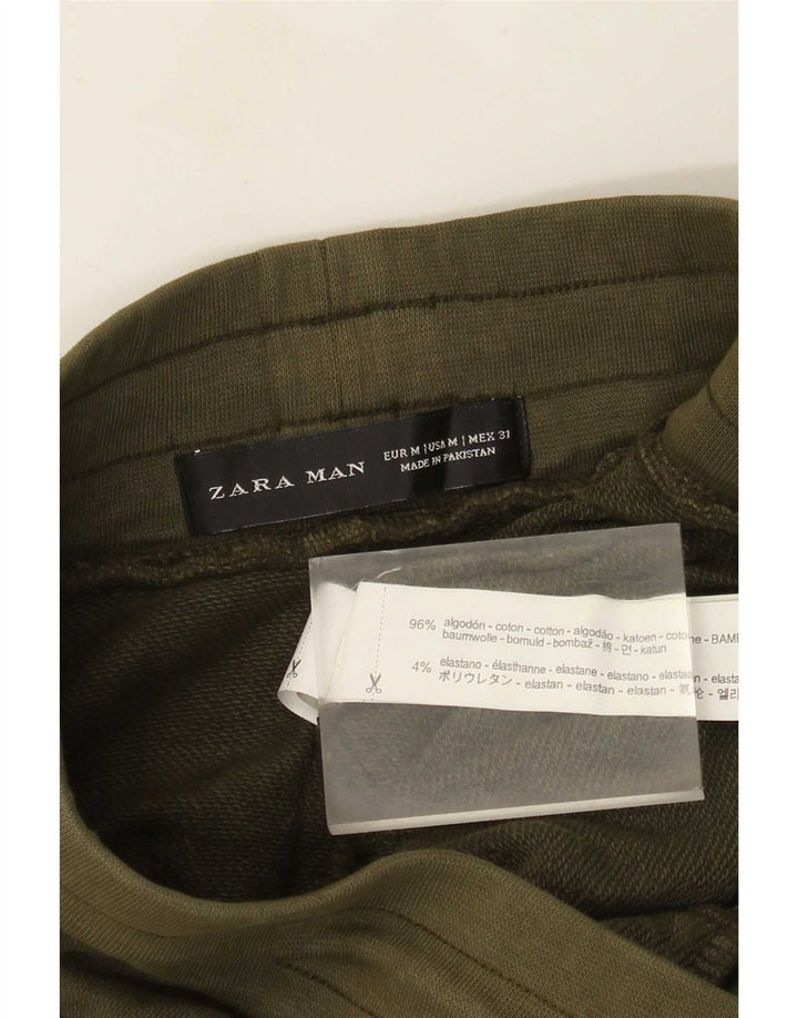 Pantaloni de trening Zara Barbati Joggeri Bumbac mediu kaki