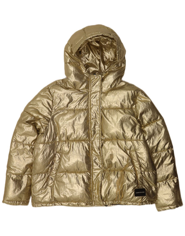 Jachetă căptușită supradimensionată pentru femei Calvin Klein Jeans UK 16 Large Gold