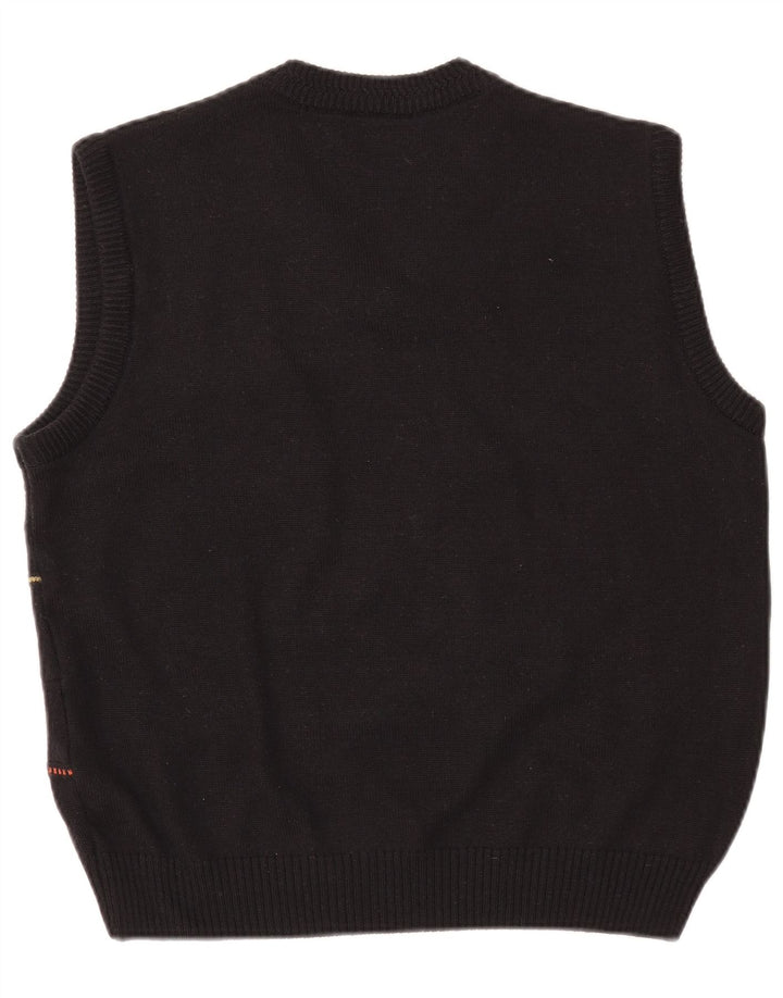 VINTAGE Femei Vest Tank Top UK 14 Lână mare cu dungi negre