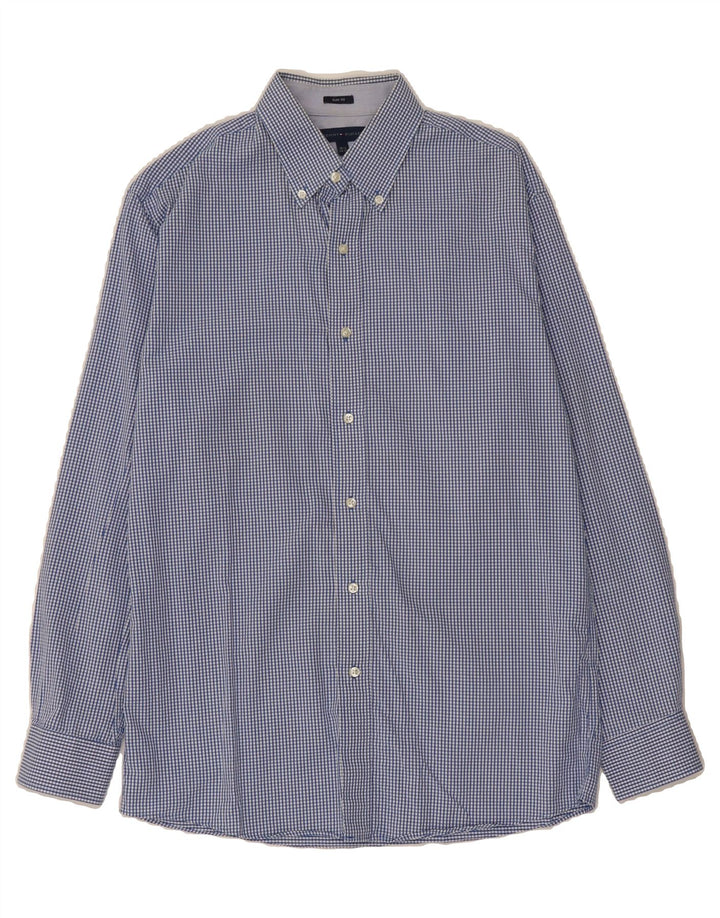 TOMMY HILFIGER Mens Slim Fit Shirt Size 15 1/2 Medium Blue Gingham Cotton Vintage Tommy Hilfiger and Second-Hand Tommy Hilfiger from Messina Hembry 