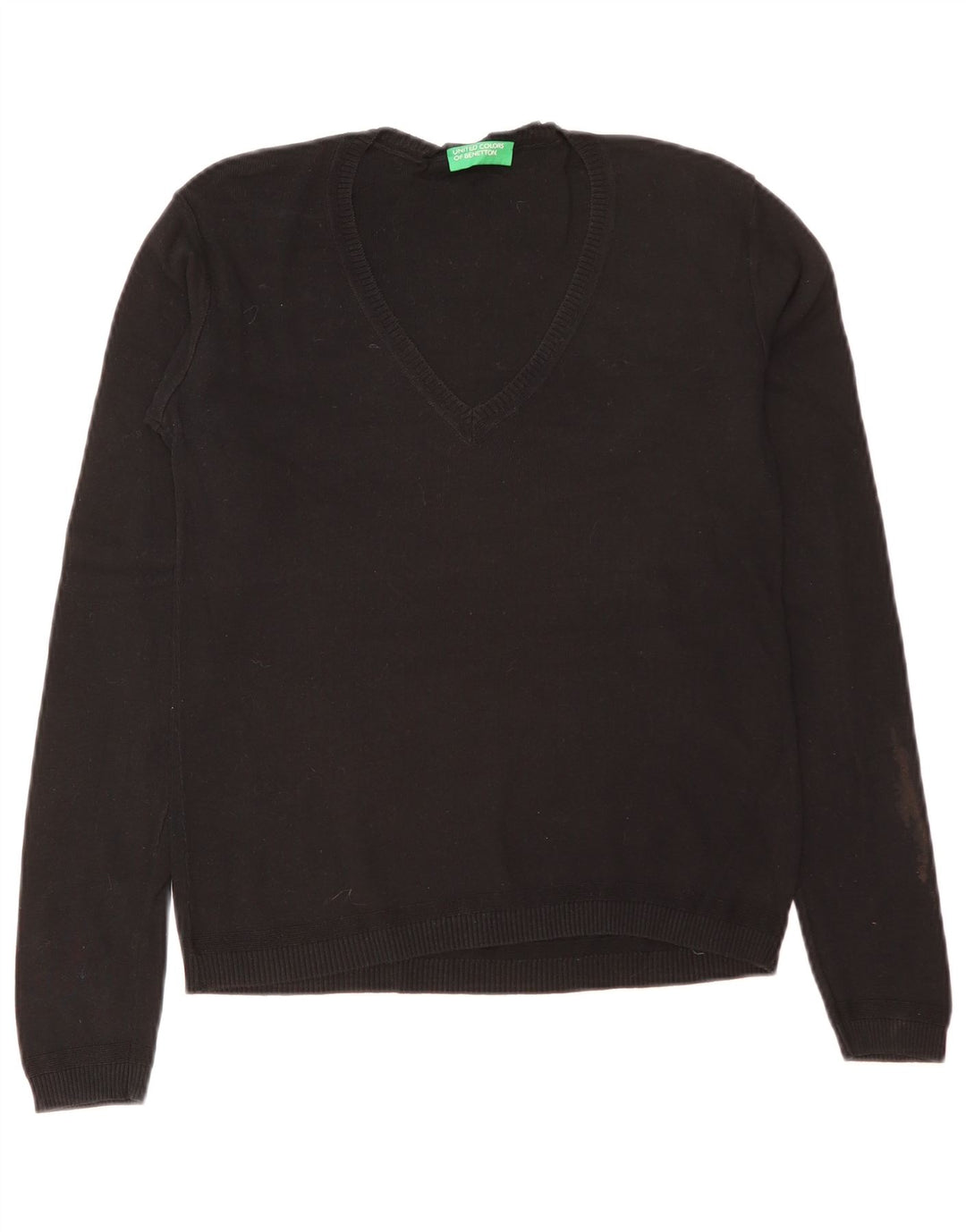 Pulover cu decolteu în V Benetton pentru femei UK 12 Medium Black