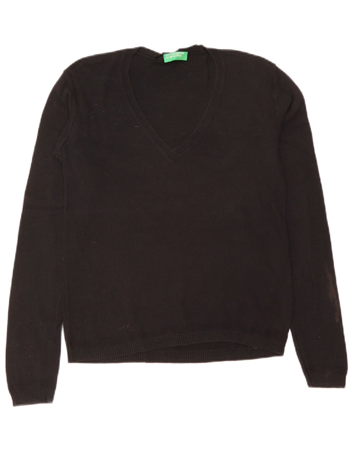 Pulover cu decolteu în V Benetton pentru femei UK 12 Medium Black