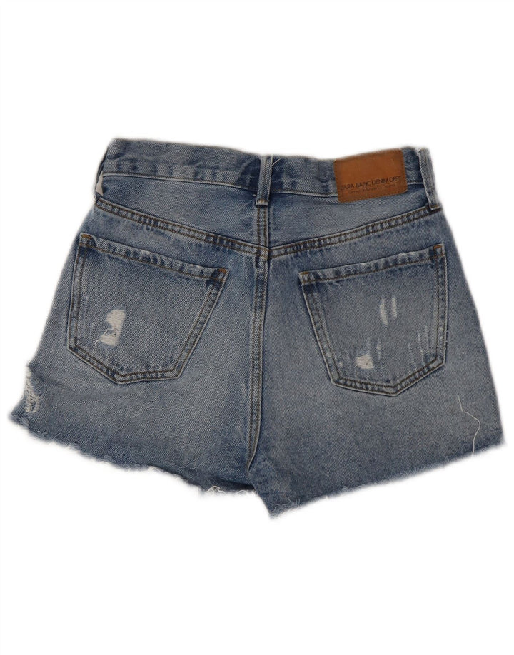 Pantaloni scurți din denim învechit pentru femei Zara EU 34 2XS W24 Albastru