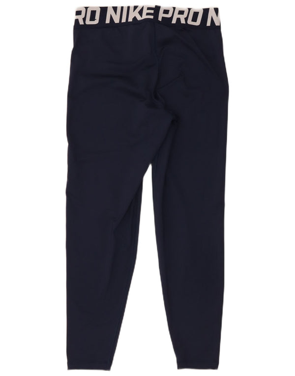Leggings cu grafice Nike Dri Fit pentru femei UK 14 Poliester mediu albastru bleumarin