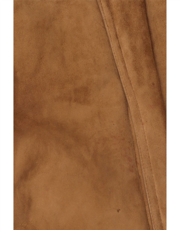 Jachetă vintage bărbătească din shearling IT 52 XL din piele maro