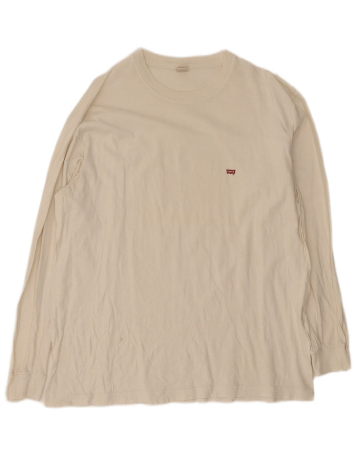 Top pentru bărbați Levi's cu mânecă lungă, mare, alb, din bumbac