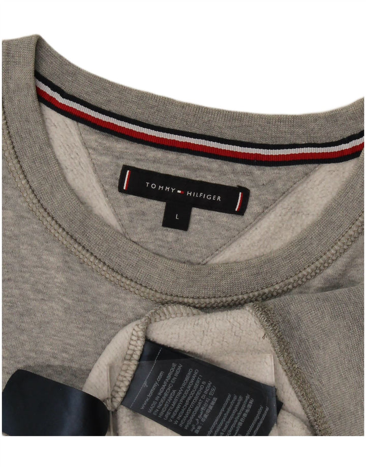 Hanorac grafic pentru bărbați Tommy Hilfiger Pulover mare din bumbac gri