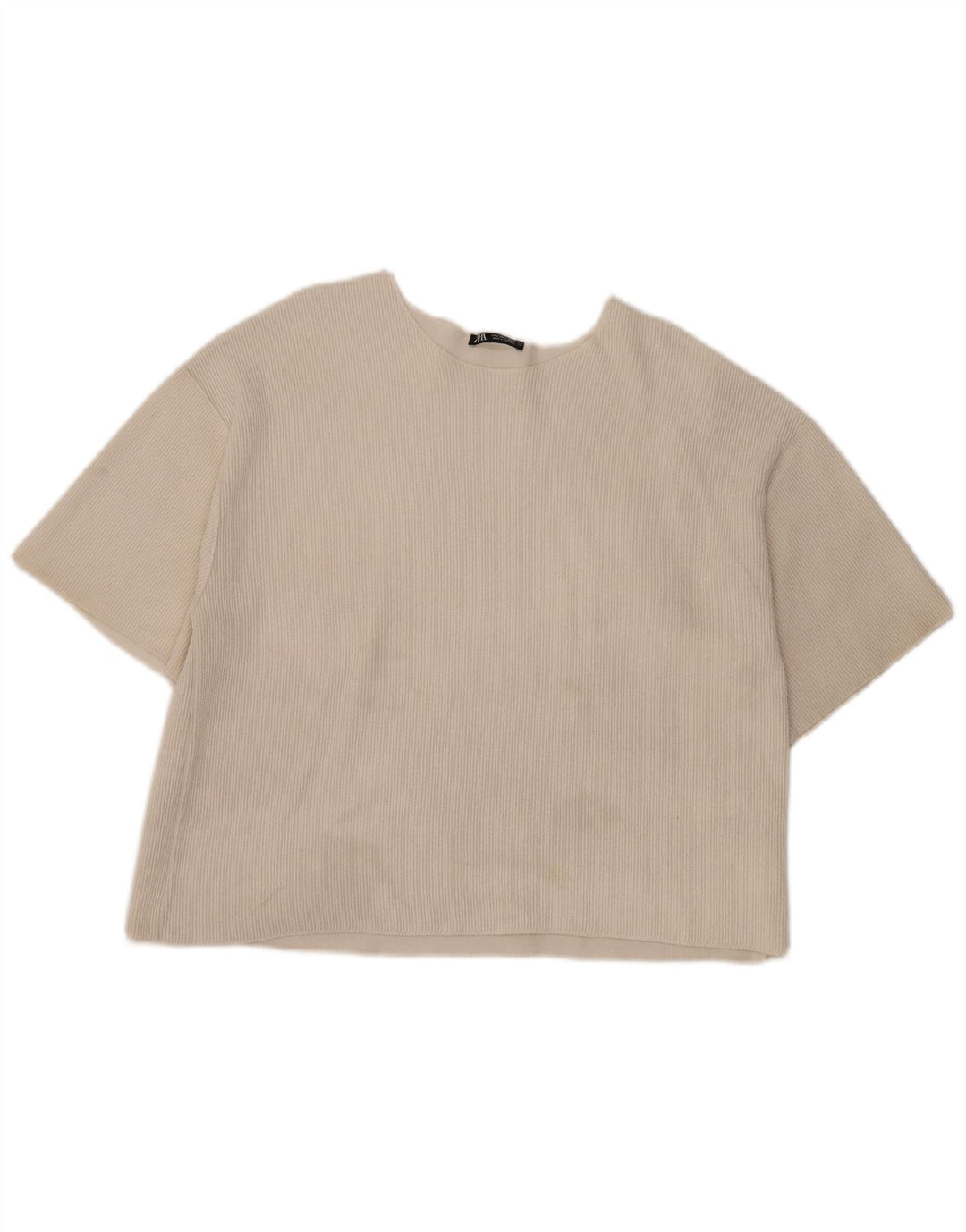 Tricou Crop pentru femei Zara UK 16 Mare Poliester alb