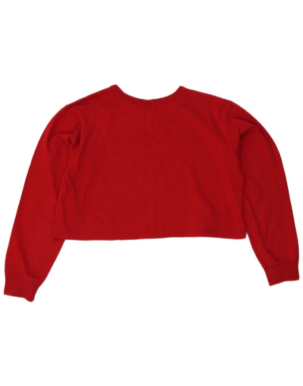 Champion Crop Graphic Top pentru femei cu mânecă lungă UK 16, mare, roșu, bumbac