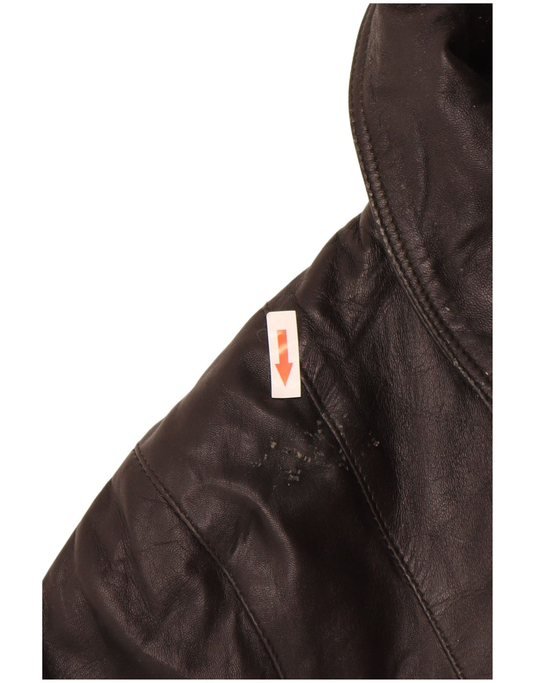 Palton de piele vintage pentru femei, cu ajustare largă, UK 14, piele medie neagră