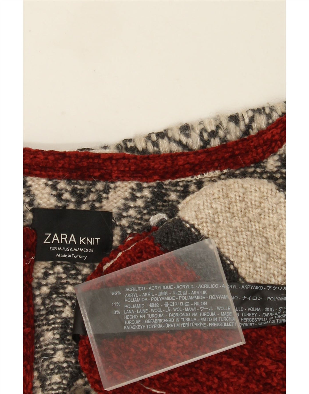 Pulover cardigan deschis pentru femei Zara UK 14 Medium Bej Geometric