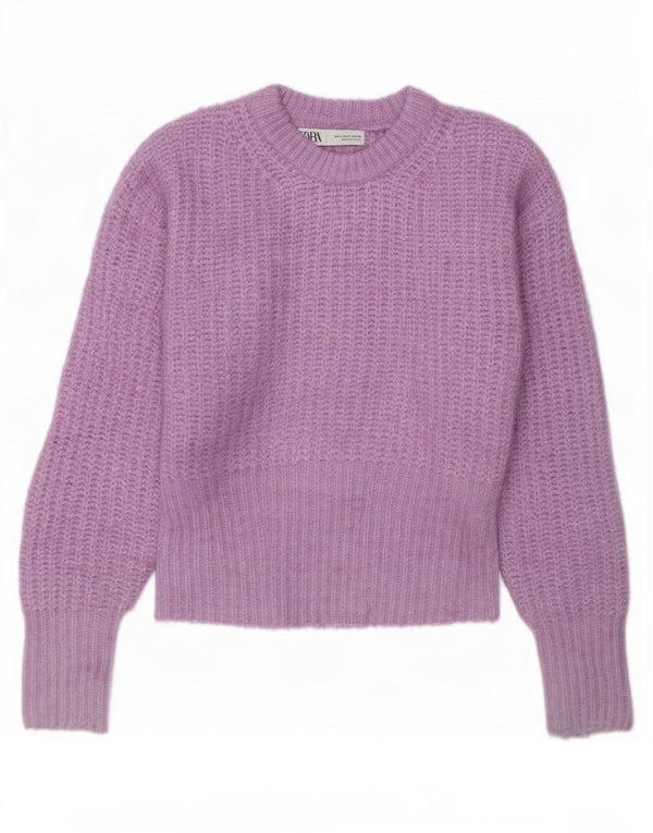 Pulover pentru femei Zara, cu gât de barca, UK 10 Poliester violet mic