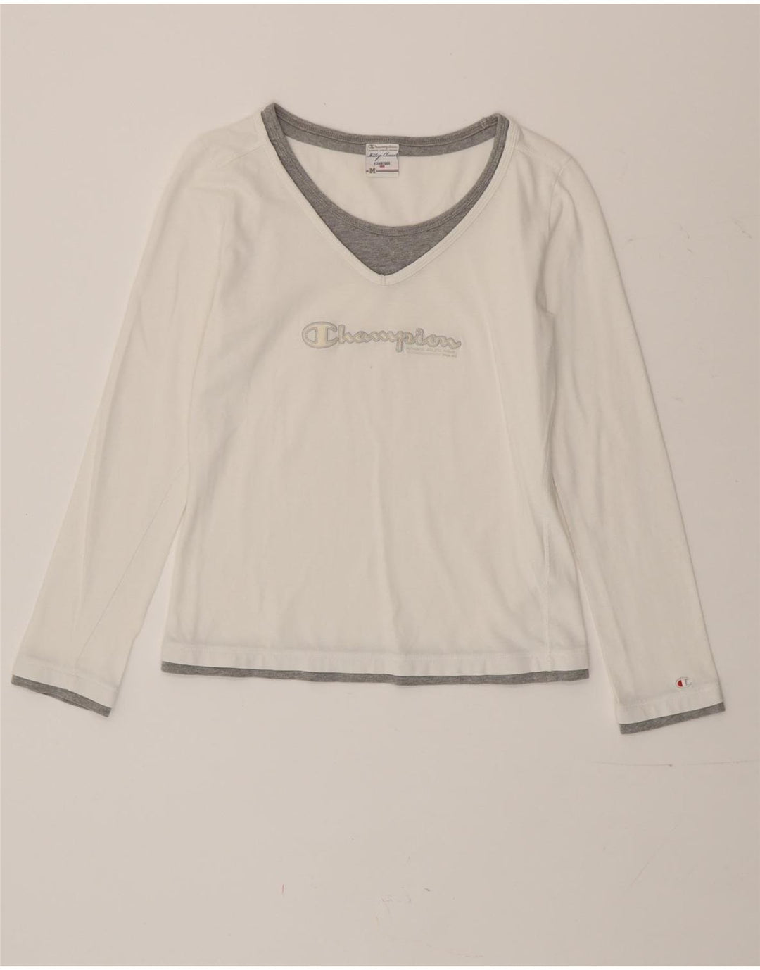 Top cu grafic pentru femei Champion cu mânecă lungă UK 12 Medium White