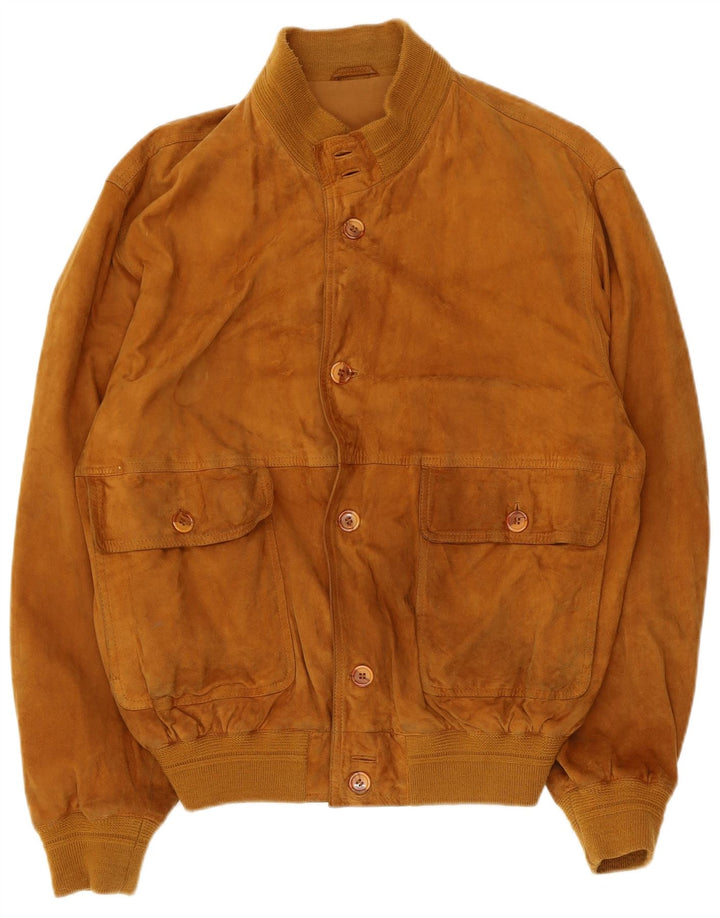 I NAVIGLI Bomber de piele intoarsa pentru barbati IT 48 Medium Brown Leather