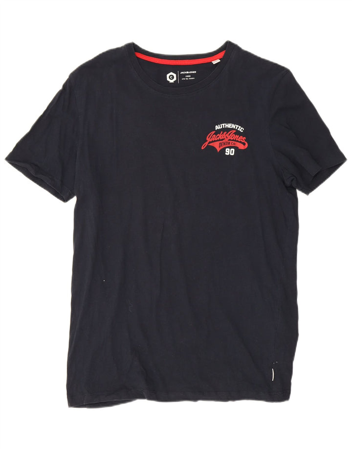 Tricou cu grafic Jack & Jones pentru bărbați Top mediu din bumbac bleumarin