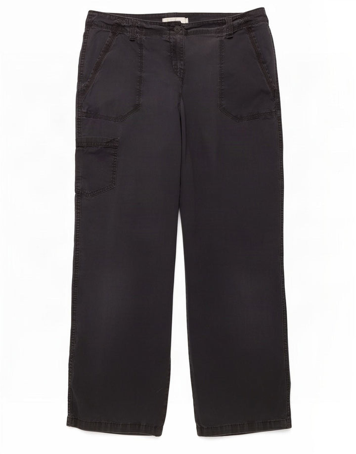 Pantaloni cargo drepti pentru femei Marks & Spencer, L34 L30, bumbac negru