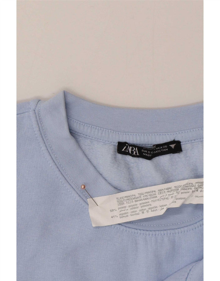 Pulover de hanorac oversized pentru femei Zara UK 10 Mic, albastru, poliester