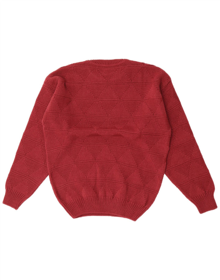 Pulover vintage pentru bărbați cu gât roșu IT 48/50 Medium Maroon Argyle/Diamond
