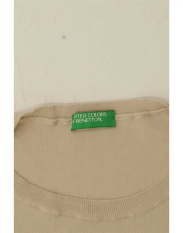 BENETTON Womens Crew Neck Jumper Sweater UK 16 Large Beige Vintage Benetton and Second-Hand Benetton from Messina Hembry 