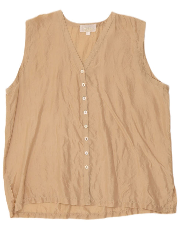 Bluză de damă vintage cămașă fără mâneci UK 16 mare bej