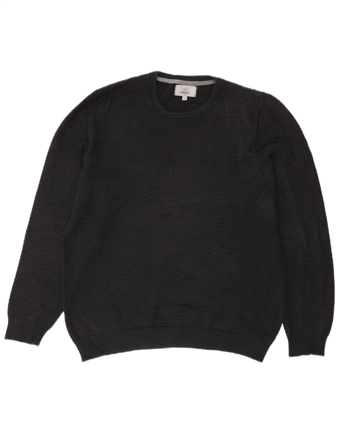 Pulover pentru bărbați Marks & Spencer, cu formă obișnuită, cu gât crew, mare, negru