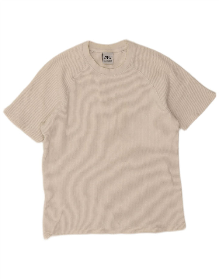 Tricou supradimensionat pentru femei Zara UK 10 Bumbac alb mic