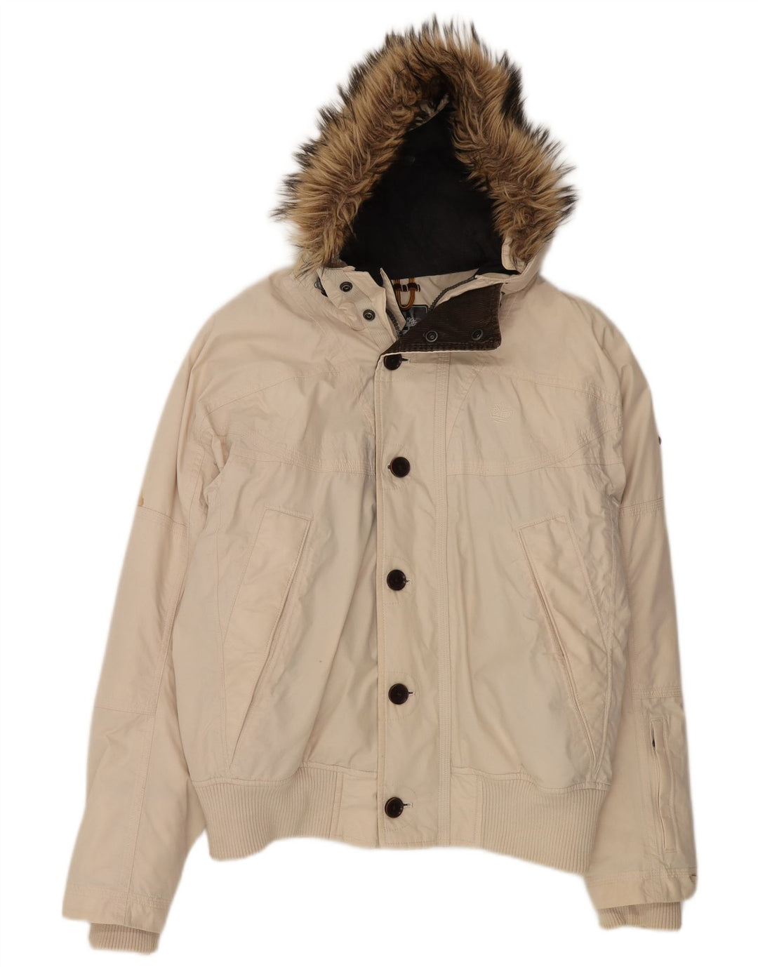 Jachetă bomber cu glugă pentru bărbați Timberland UK 38, bumbac mediu bej