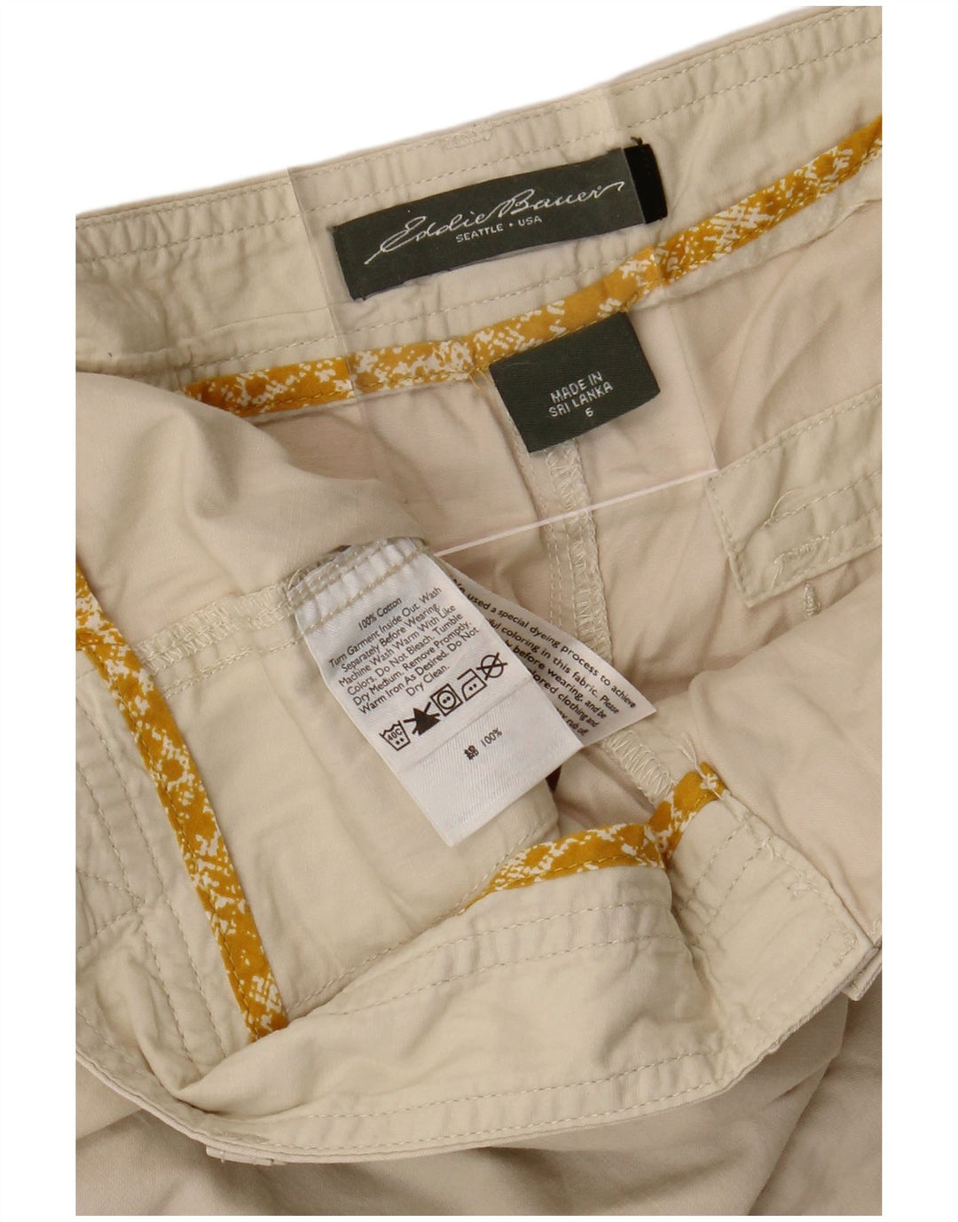 EDDIE BAUER Pantaloni scurti chino pentru femei US 6 Medium W34 Bej Bumbac