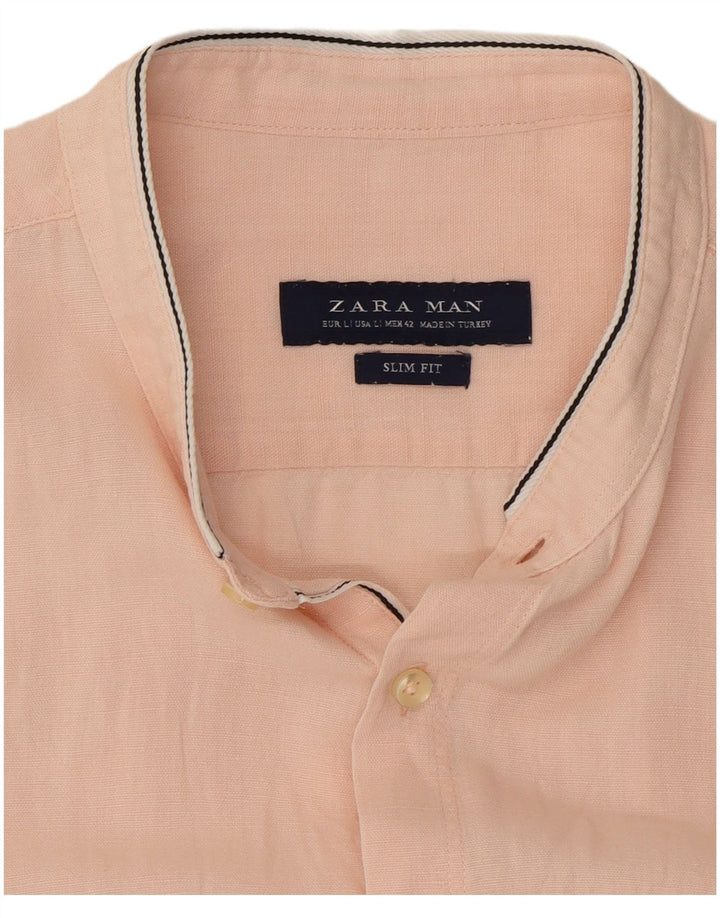 Cămașă pentru bărbați Zara, cu mânecă scurtă, slim fit, mare, roz