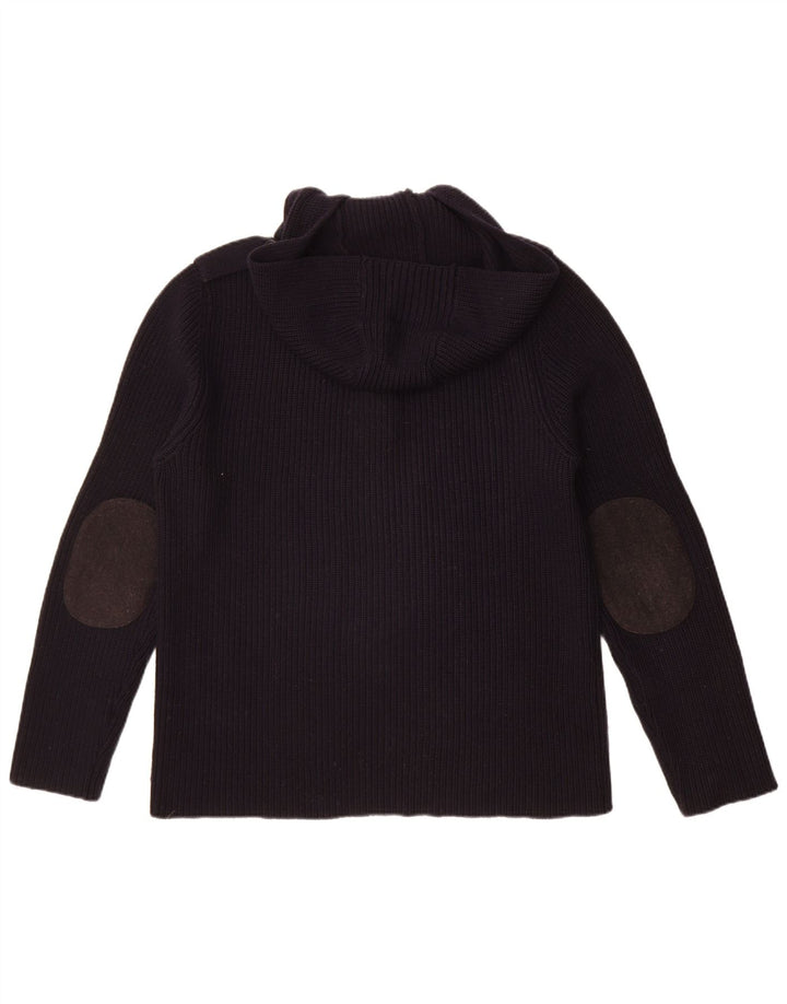 Pulover Trussardi pentru bărbați, cu glugă, cu gât, cu nasturi, lână, albastru bleumarin mediu