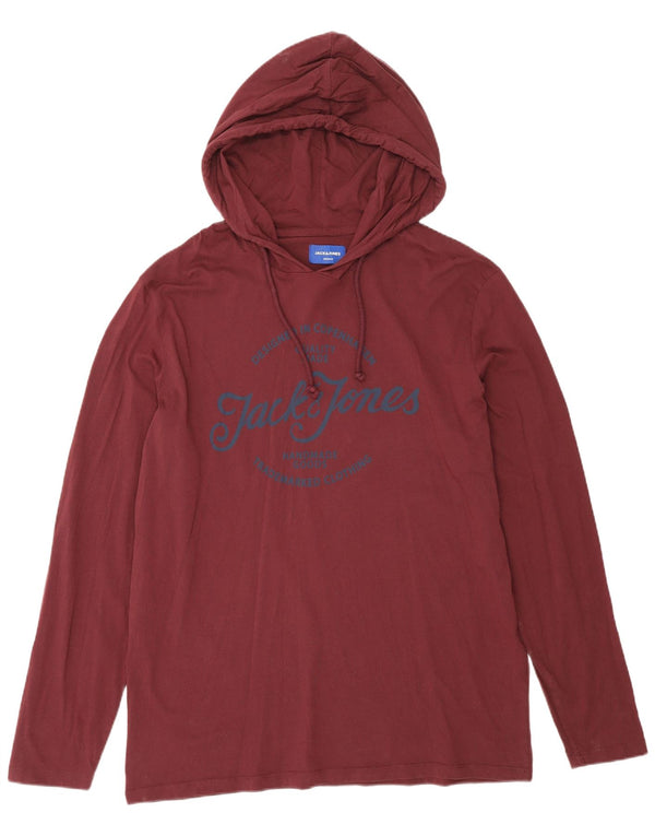 Jack & Jones pentru bărbați, cu glugă, cu grafică, cu mânecă lungă, 2XL, burgundă