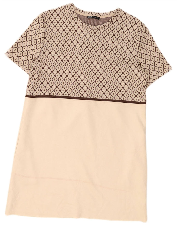 Rochie de damă Zara Marea Britanie 16 Poliester geometric, bej