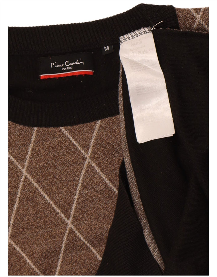 Pulover pentru bărbați Pierre Cardin cu gât crew pulover mediu negru Argyle/Diamond