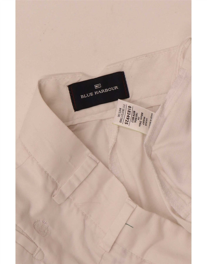 Pantaloni scurți chino Blue Harbour pentru bărbați Marks & Spencer W34, bumbac alb, mare