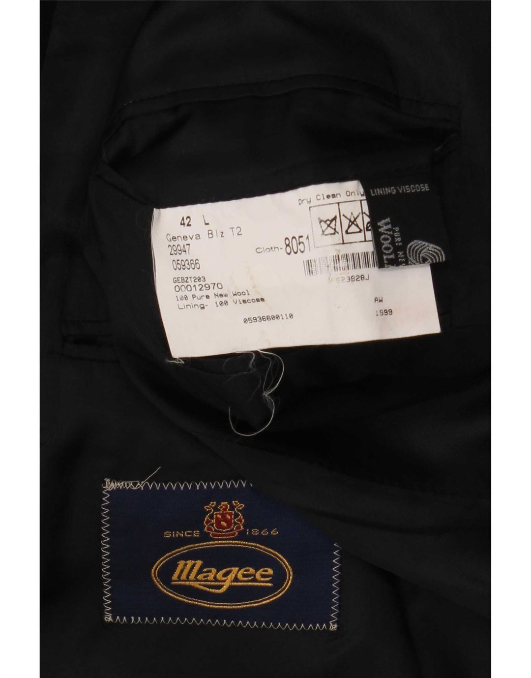 Blazer pentru bărbați Magee cu 2 nasturi, UK 42 XL, lână nouă, albastru bleumarin