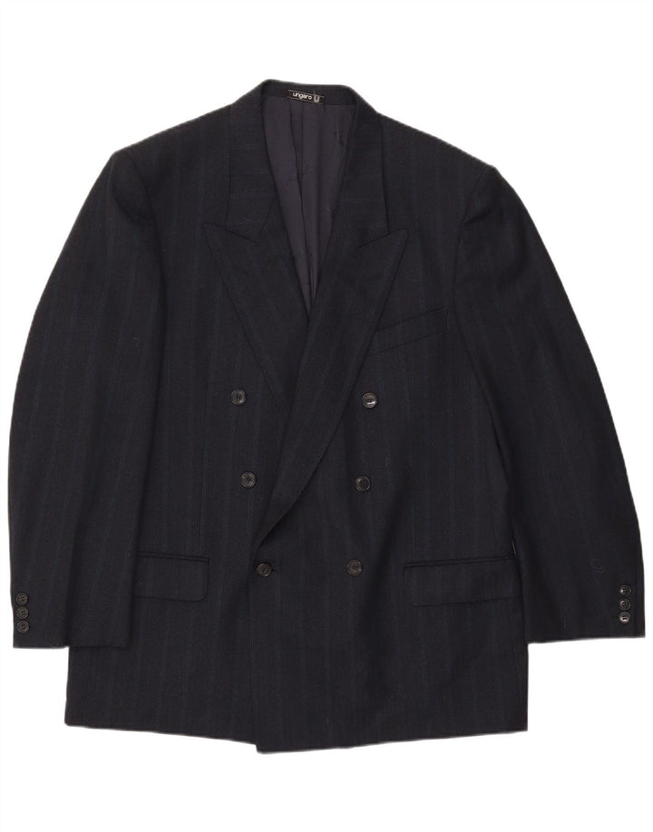 Jachetă blazer pentru bărbați Ungaro, cu două piepturi, UK 38, medie, bleumarin, cu dungi