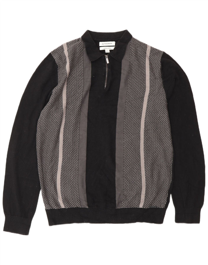 Pulover pentru bărbați Marks & Spencer, cu autograf, cu gât polo, mare, negru