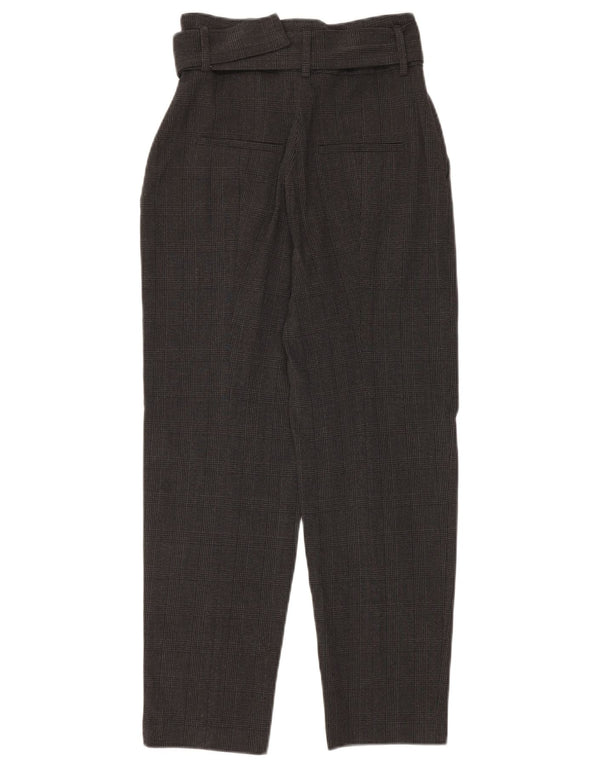 Pantaloni de costum conici pentru femei cu talie înaltă ZARA XS W24 L26 gri check