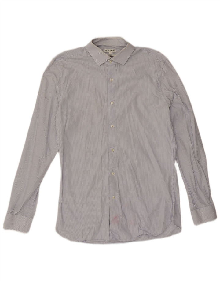 Cămașă pentru bărbați Reiss Slim Fit, bumbac cu dungi albastre medii