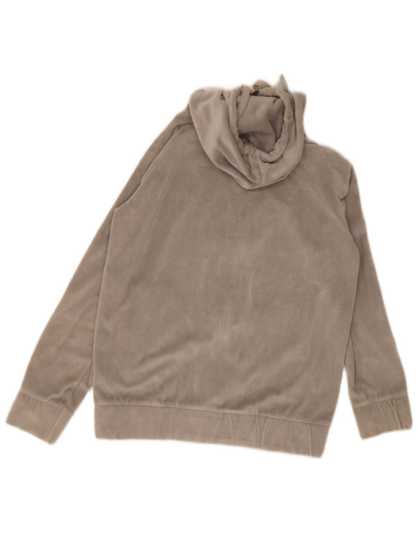 Pulover cu glugă cu fermoar din velur pentru femei Ellesse UK 14 bumbac gri mediu
