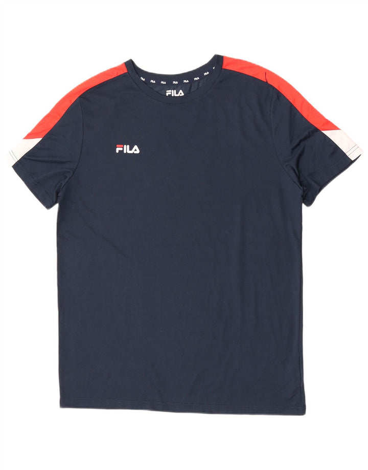 Tricou pentru bărbați Fila Top mare bleumarin din poliester color bloc
