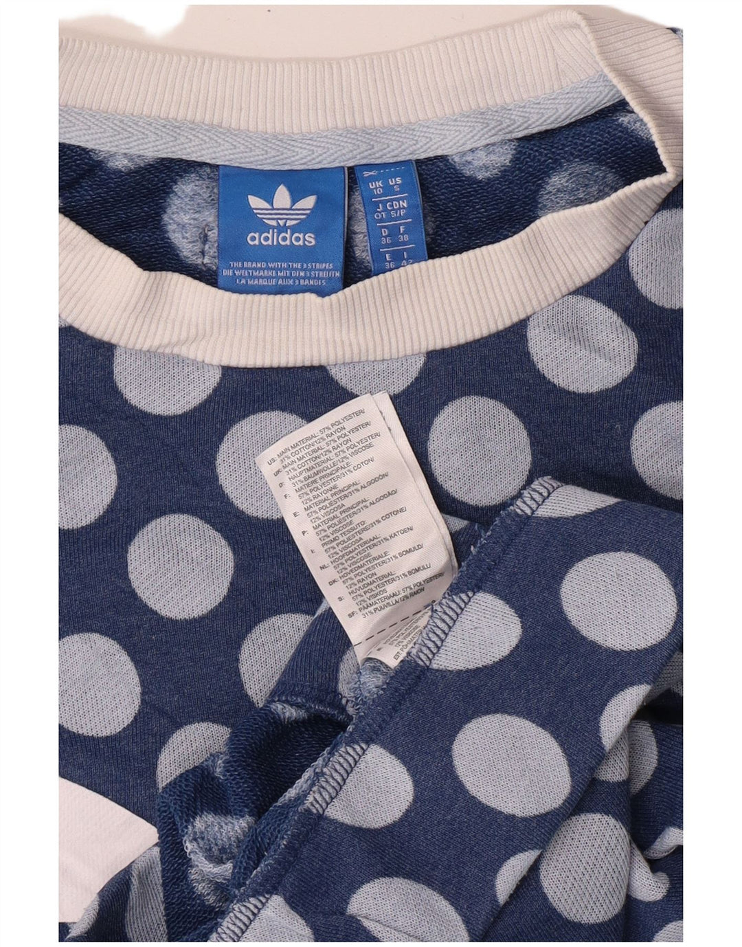 Pulover cu grafic pentru femei Adidas UK 10 Poliester albastru mic
