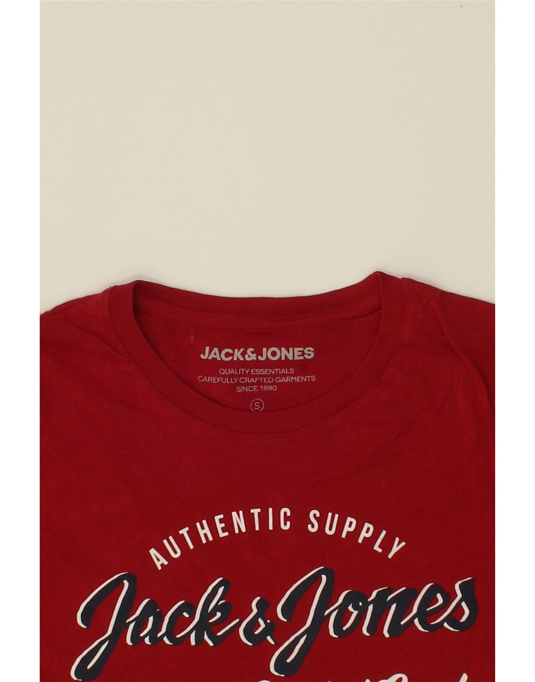JACK & JONES Mens Graphic T-Shirt Top Small Red Cotton Vintage Jack & Jones and Second-Hand Jack & Jones from Messina Hembry 