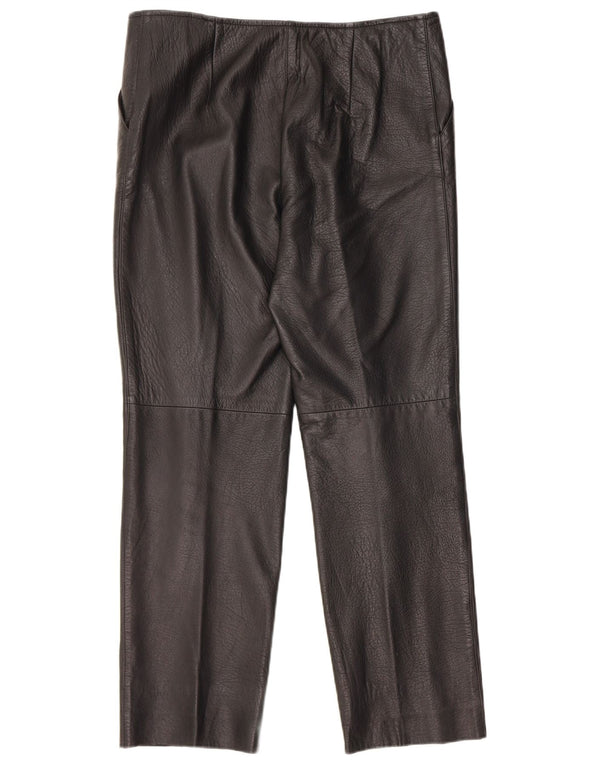 Pantaloni drepți din piele vintage pentru femei IT 46 Large W32 L28 Negru