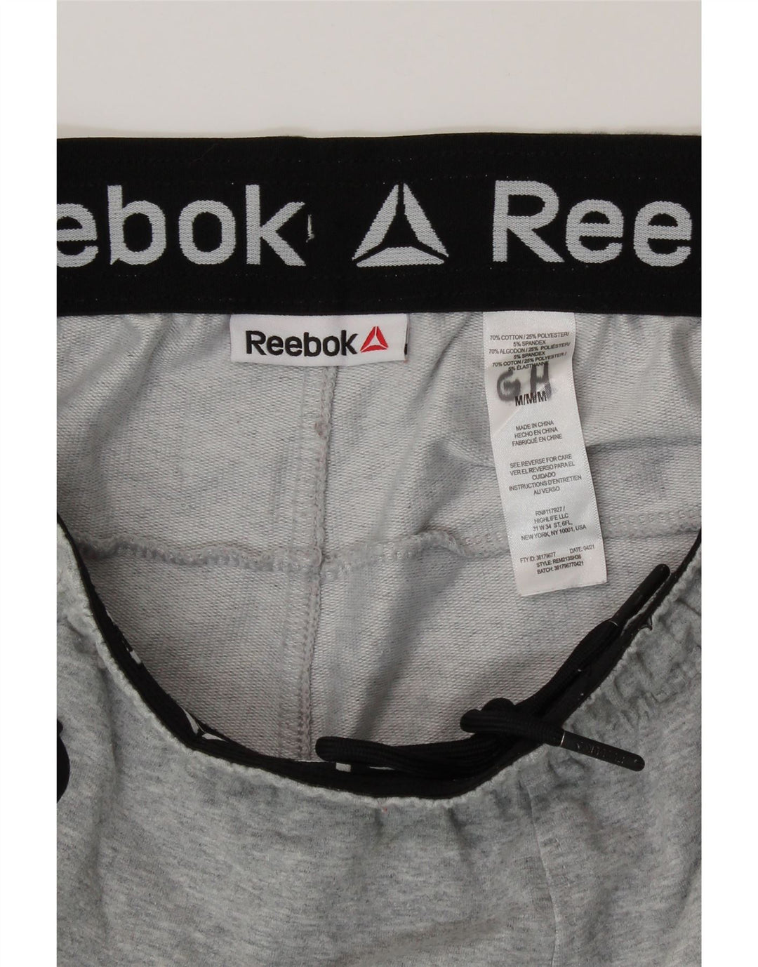 REEBOK Mens Sport Shorts Medium Grey Cotton