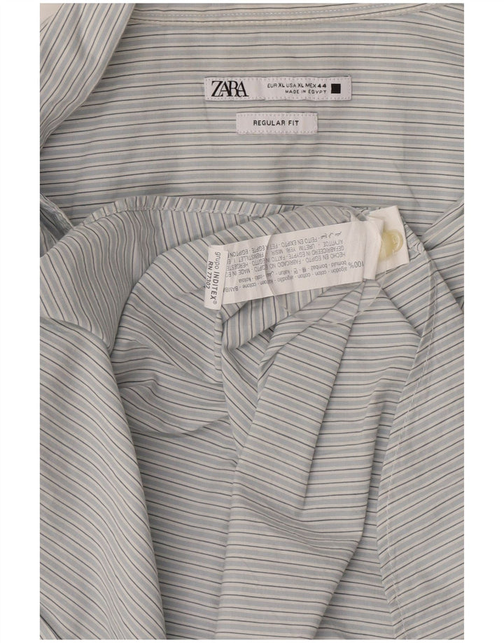 Cămașă pentru bărbați Zara Regular Fit XL, bumbac cu dungi albastre