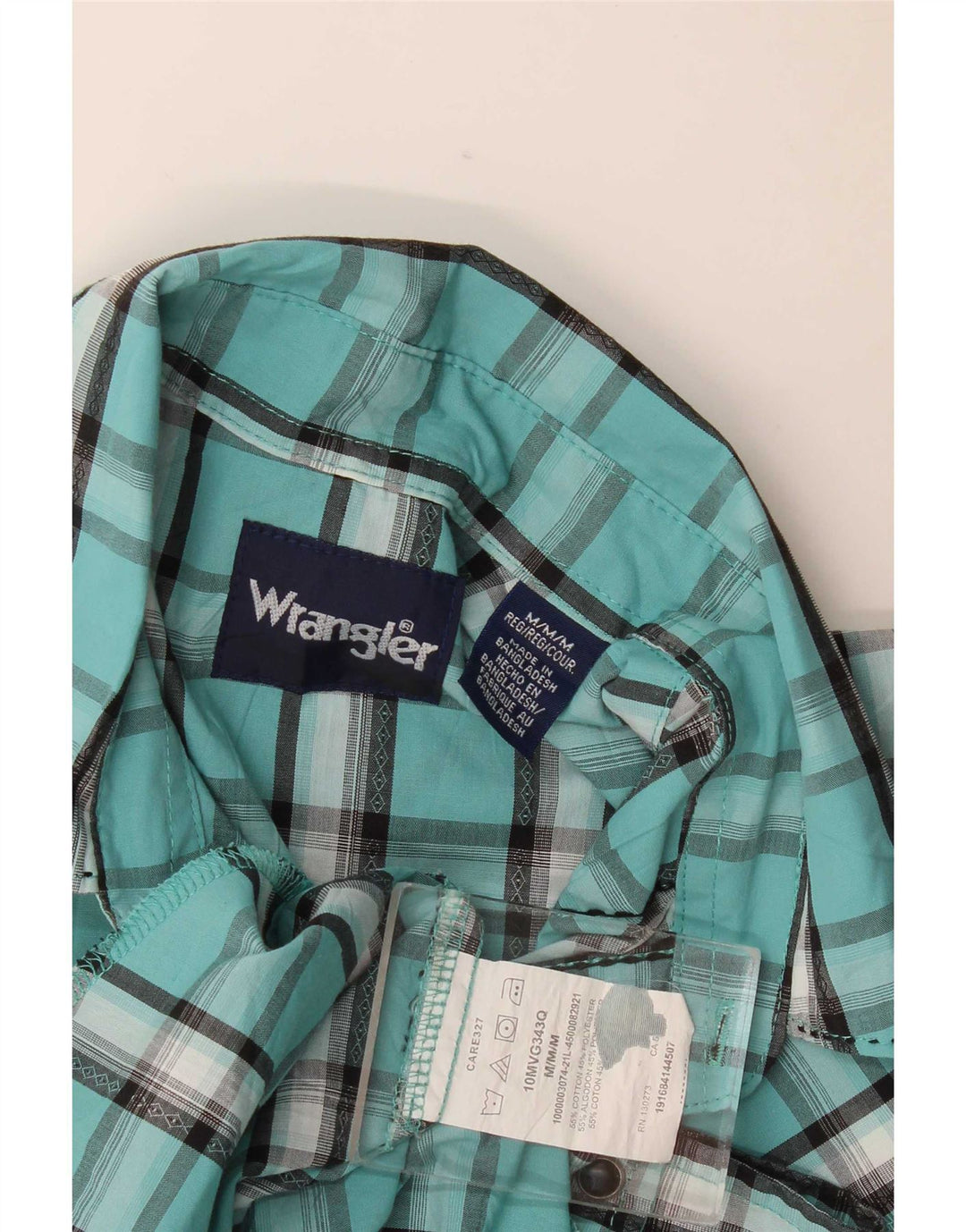 Cămașă pentru bărbați Wrangler, bumbac cu carouri mijlocii, turcoaz